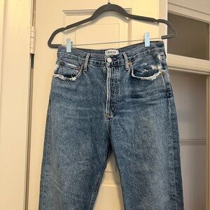 AGOLDE Riley High Rise Straight Crop Blue Jeans